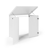 Pool Pump Storage, Aluminium Slat Storage Closure, Bin Storage in White with Open Back Panel